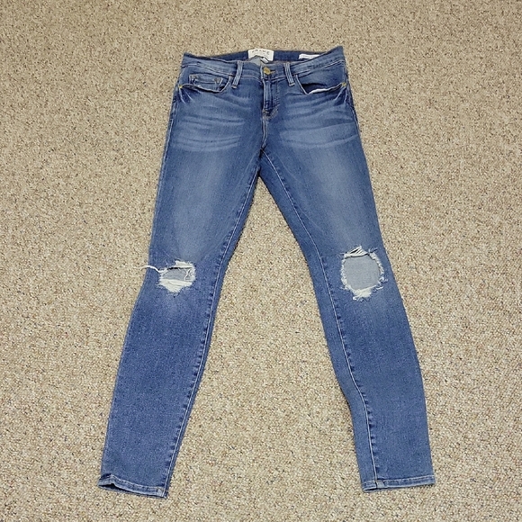 Frame Le Skinny De Jeanne Sz 6 Distressed Jeans Sz 26. Irving - Picture 1 of 6